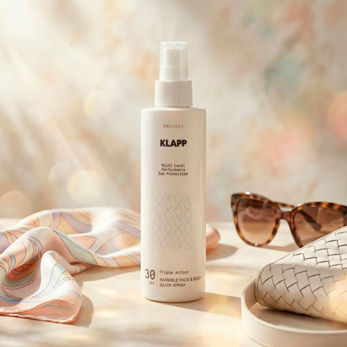 Солнцезащитный спрей тройного действия с эффектом сияния Klapp SPF 30